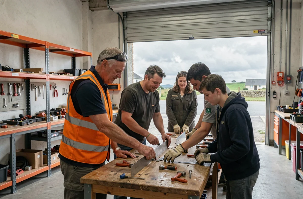 Formateur AFPA Auray guidant des stagiaires adultes lors d'un atelier pratique