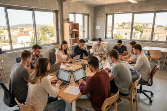 Groupe d'apprentis en formation en alternance dans un centre de formation des Bouches-du-Rhône en 2026