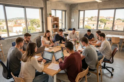 Groupe d'apprentis en formation en alternance dans un centre de formation des Bouches-du-Rhône en 2026