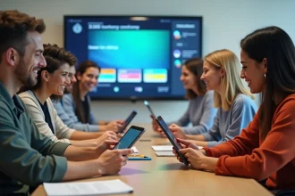 Élèves utilisant Kahoot pour un quiz interactif en classe