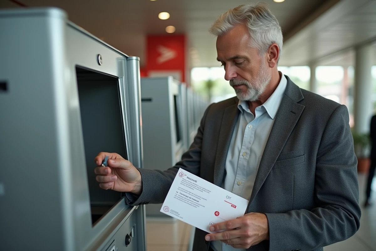 Homme envoyant un courrier à la poste avec confiance