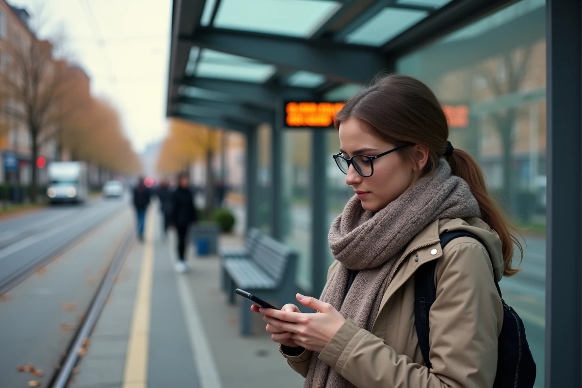 Jeune étudiante attendant près d