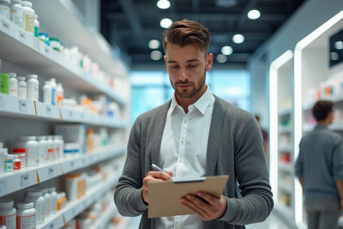 Jeune homme examinant les rayons d