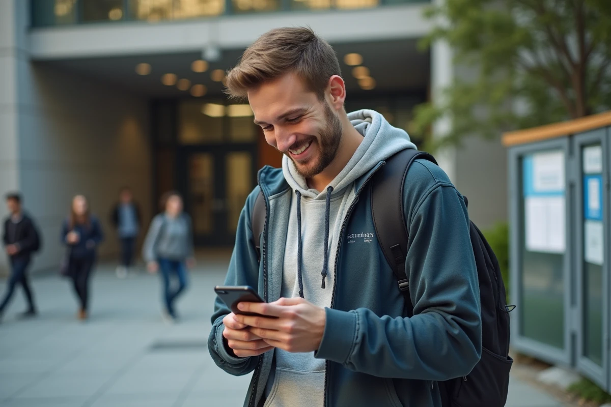 Jeune homme souriant devant l