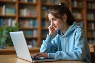 Lycéenne consultant la liste des métiers sur wks.fr pour choisir son Bac professionnel