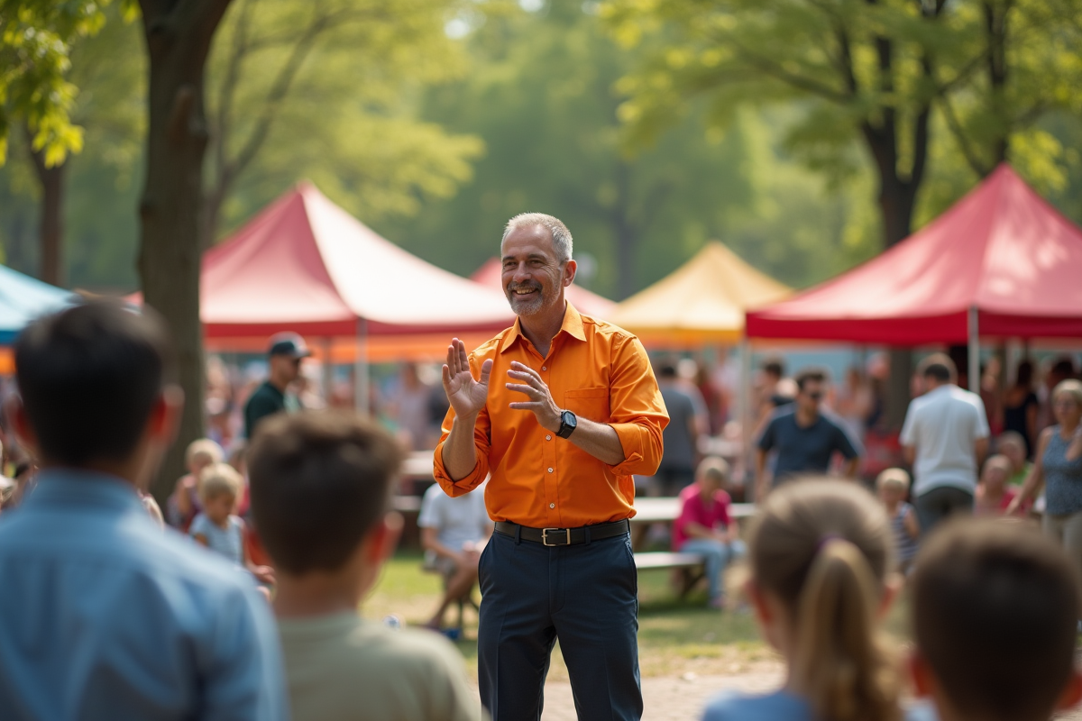 Magicien interactif pour familles lors d