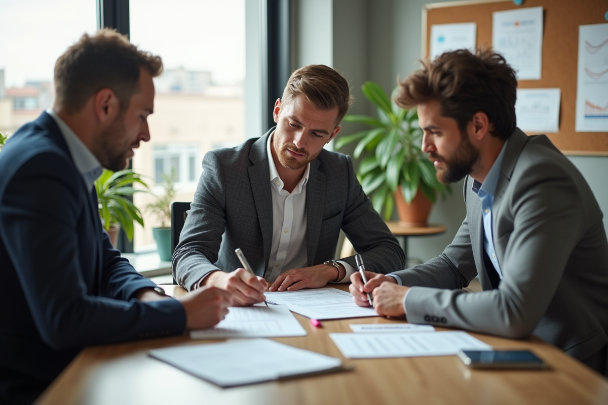 Equipe diverse discutant des critères d evaluation en réunion